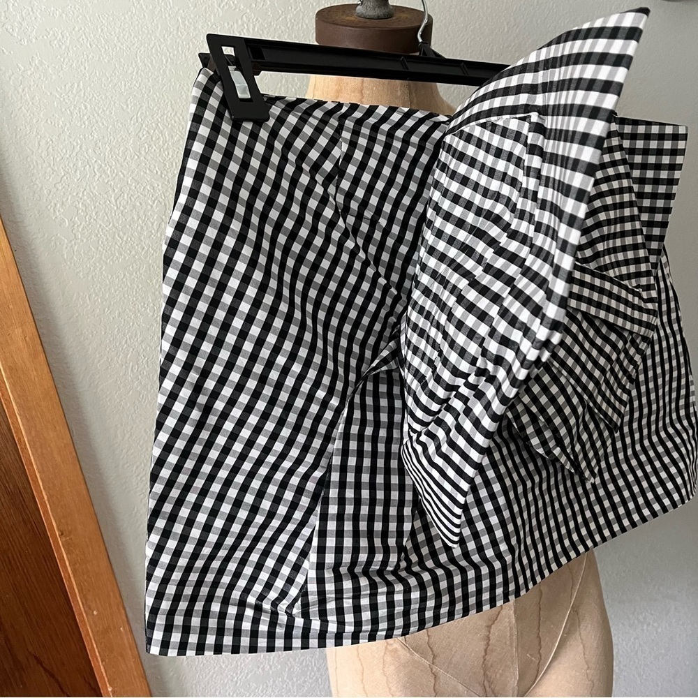 MARC by MARC JACOBS sz 6 GINGHAM BLACK White Giant BOW MINI SKIRT - Picture 4 of 10